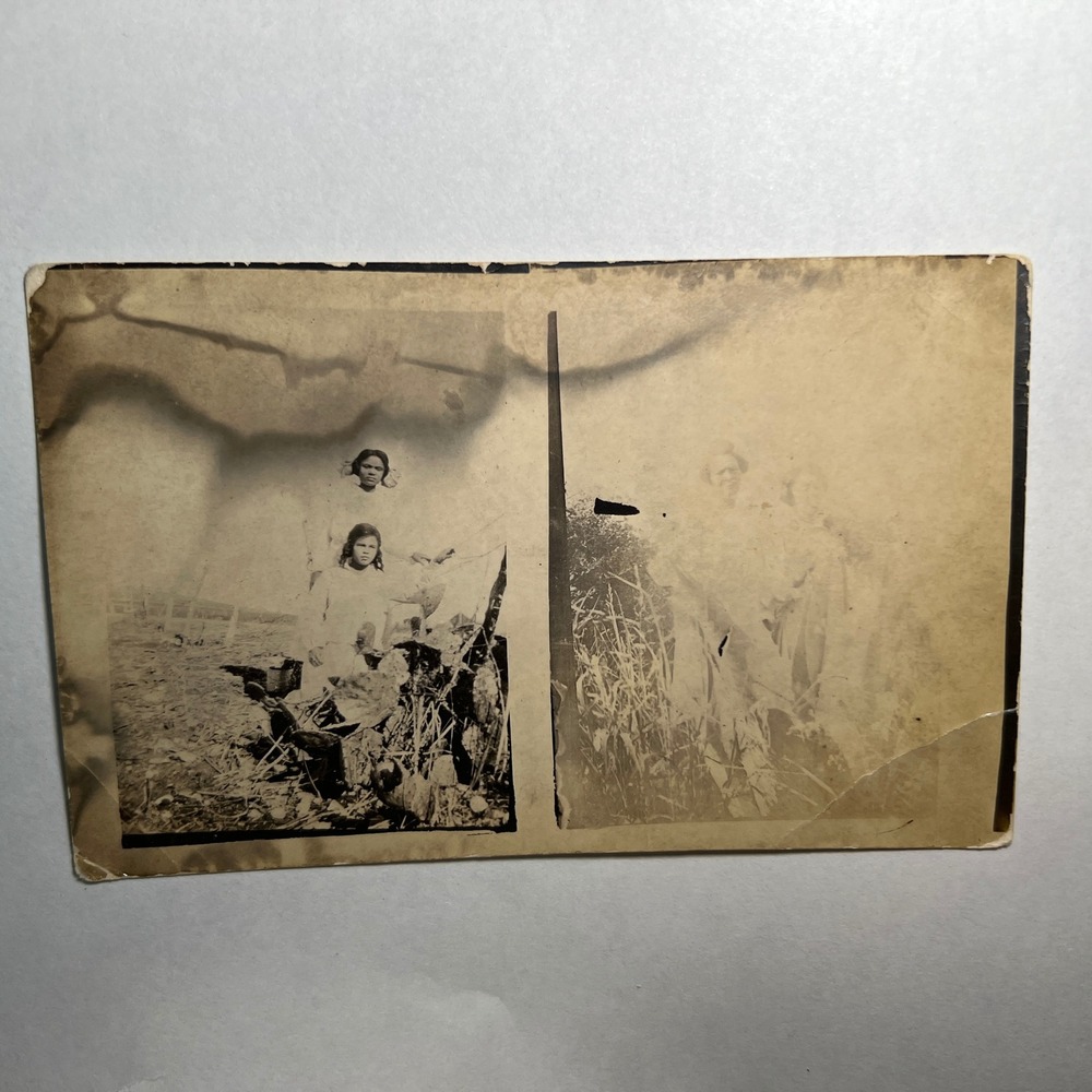 1910s VTG‎ RPPC Real Photo Postcard Two Women Field Outdoor Scene Gelatin Silver
